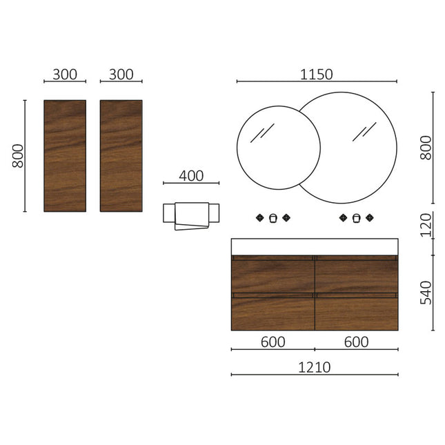 Conjunto SPIRIT 120cm Nogal Maya