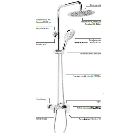 Partes Kit Ducha DIVIRA Aquassent 