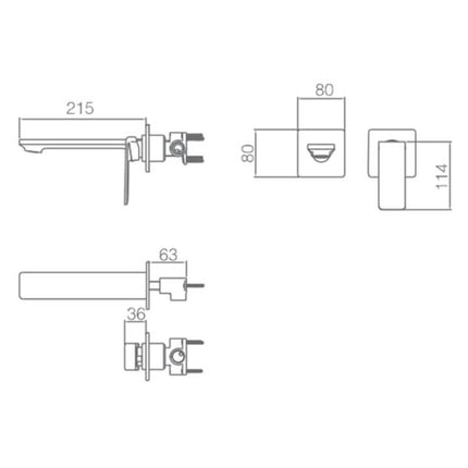 Grifo De Lavabo Empotrado Negro Mate FIJI | Monomando | Diseño Minimalista | IMEX