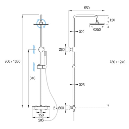 Croqquis Grifería Termostática IRIS