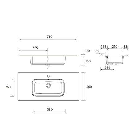 croquis lavabo constanza 700