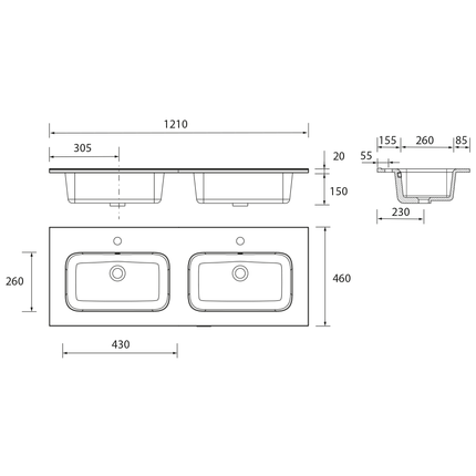 medidas Lavabo Doble CONSTANZA