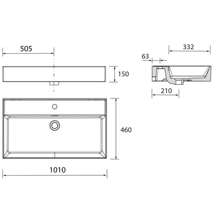 dibujo lavabo veneto 1100
