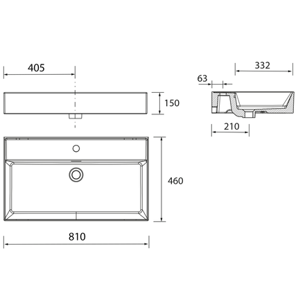 dibujo lavabo venetto 810