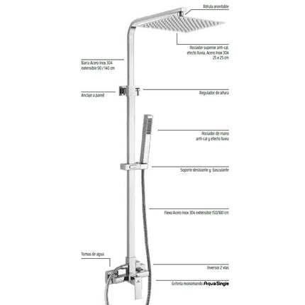 Partes Conjunto de ducha LUXOR de Aquassent