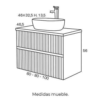 Medidas Etna lavabo sobre encimera