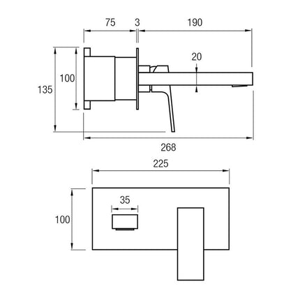 Medidas Grifería Empotrada NEPAL de lavabo