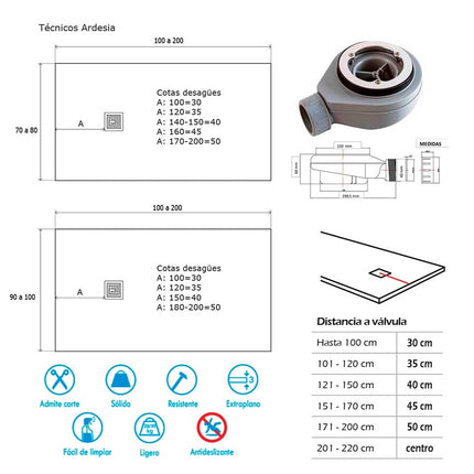 medidas Plato de Ducha ARDESIA PLUS 