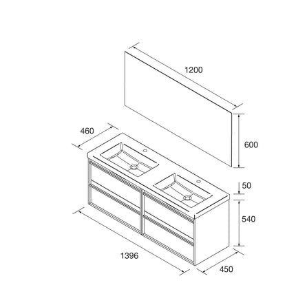 Mueble de baño ATTILA 2 Cajones + Lavabo