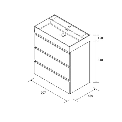 Medidas Mueble de baño BEQUIA 3C 1000