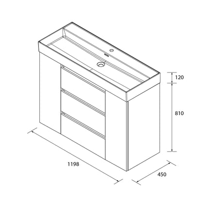 Medidas Mueble de baño BEQUIA PLUS 3C