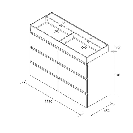 Medidas Mueble de baño BEQUIA 3C 120