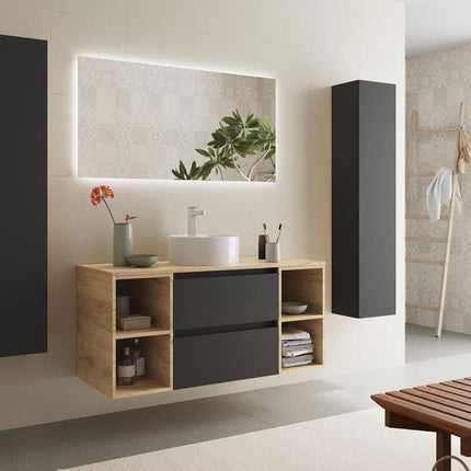 Conjunto Mueble  Bequia 2 Cajones y 2 Coquetas negro y roble