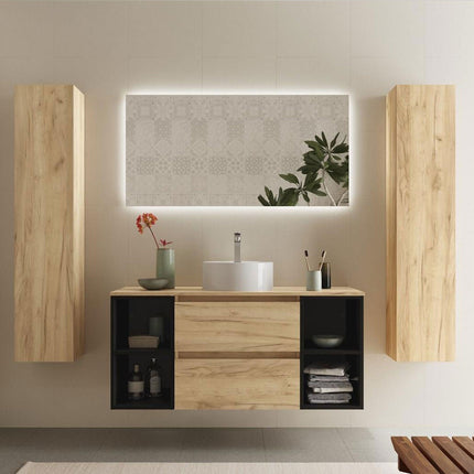 Conjunto  Bequia 2 Cajones y 2 Coquetas roble y negro