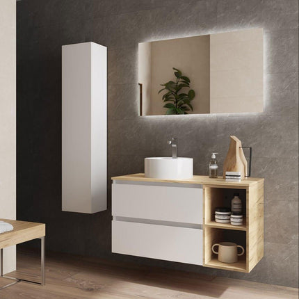 BEQUIA 2 Cajones y 1 Coqueta Blanco y Roble