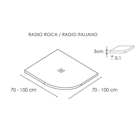 croquis Plato de Ducha ESSENCIAL SEMICIRCULAR