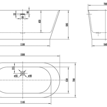 Bañera TASMANIA Exenta Acrílico de AQUORE