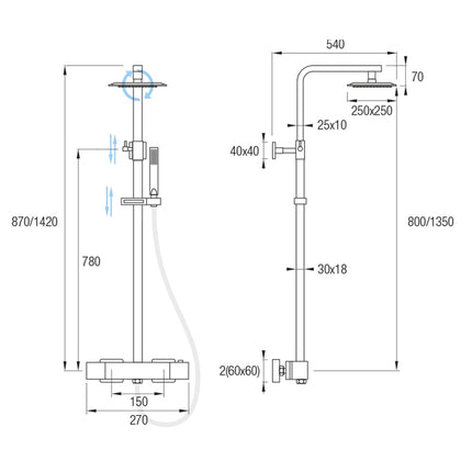 Medidas Ducha Termostática TENERIFE