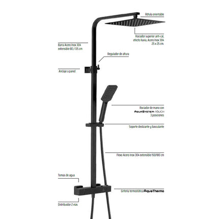 Partes Sistema de ducha TERRA de Aquassent