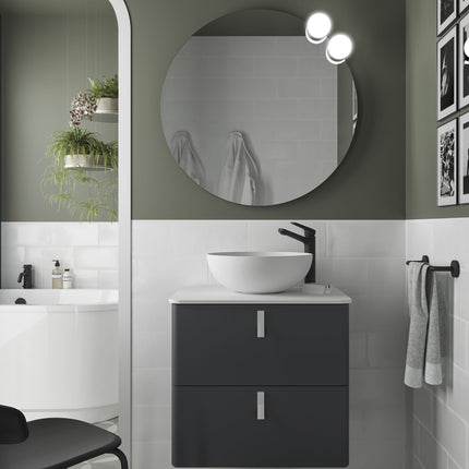 Mueble de baño UNIIQ 2 cajones + Encimera + Tiradores Cromo